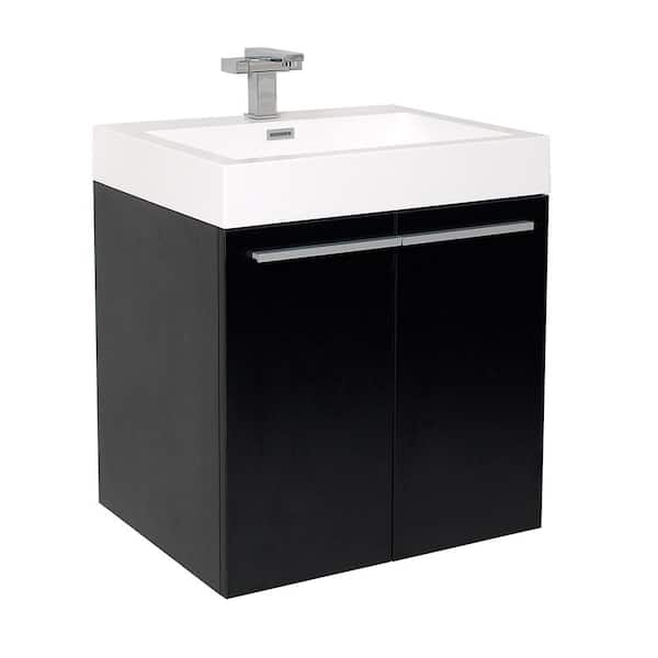 Fresca Alto 23 in. Bath Vanity in Black with Acrylic Vanity Top in White with White Basin