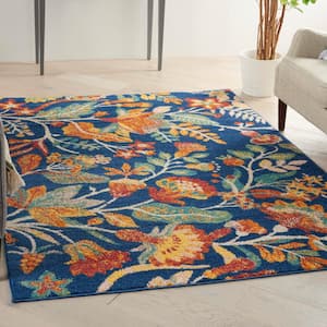Allur Navy Multicolor 5 ft. x 7 ft. Floral Contemporary Area Rug
