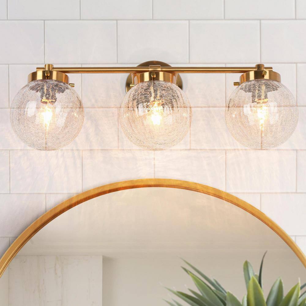 LNC 21.7 in. 3-Light Modern Plating Brass Bathroom Vanity Light with ...