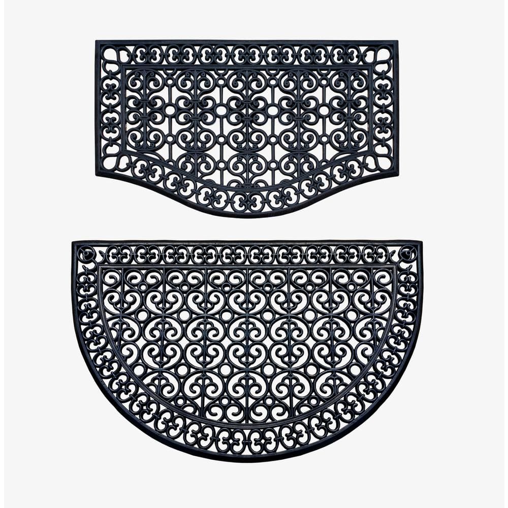 A1HC Black 24 in. x 39 in. and 30 in. x 48 in. Rubber 2 Piece Non-Slip Outd