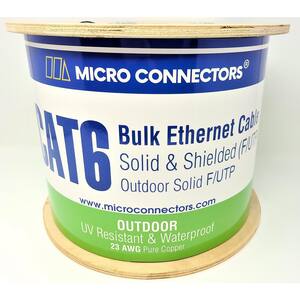 500 ft. 23 AWG/Conductors Solid CAT 6 STP Outdoor Bulk Ethernet Cable in Black