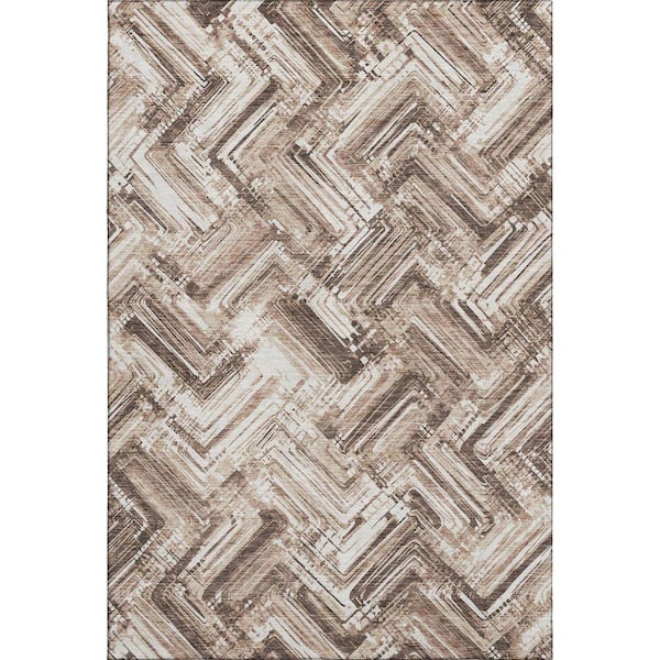 Mayfield Premium Machine Washable Indoor/Outdoor Geometric AMF630 Brown 10 ft. x 14 ft. Area Rug