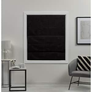 Acadia Black Cordless Total Blackout Roman Shade 27 in. W x 64 in. L