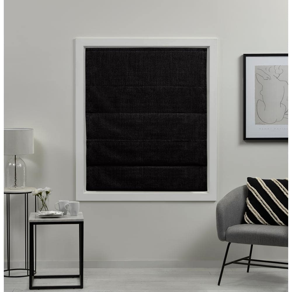 Acadia Black Cordless Total Blackout Roman Shade 31" x 64"