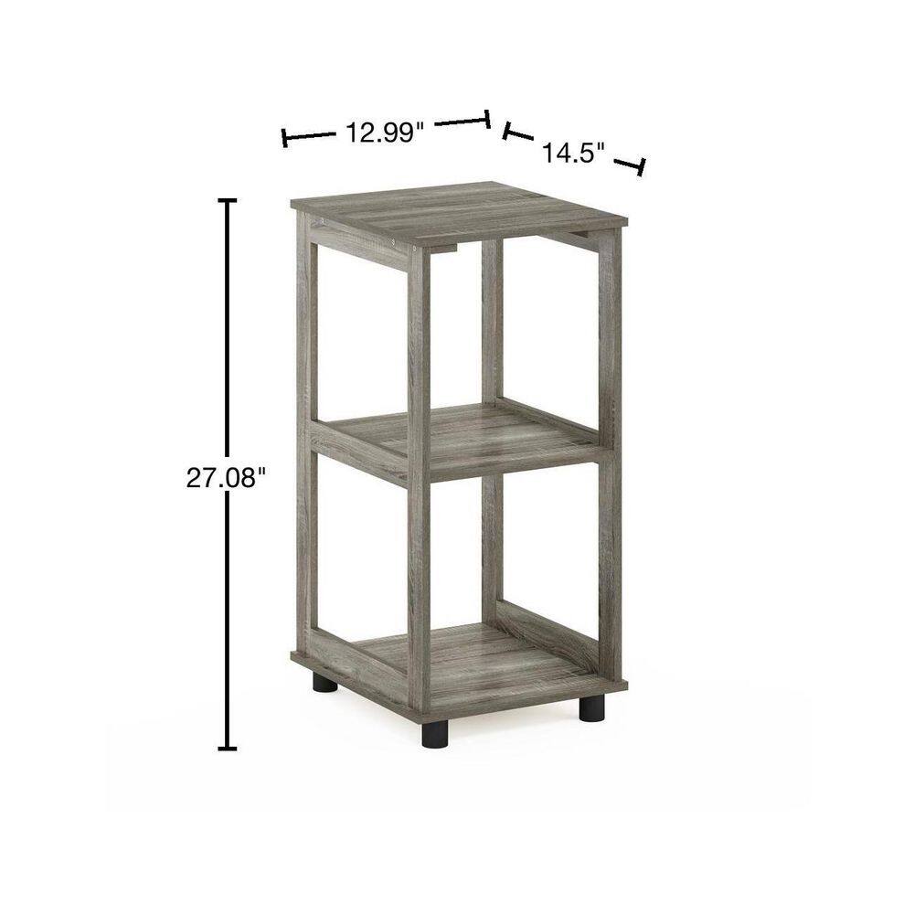 Modern French Oak Wood 2-Tier Rectangular End Table