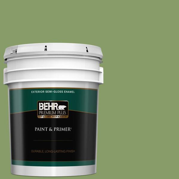 BEHR PREMIUM PLUS 5 gal. #M370-5 Agave Plant Semi-Gloss Enamel Exterior Paint & Primer