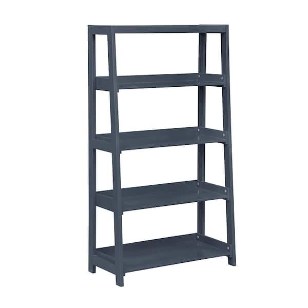 Lazzara Eliza 54 in. Tall Navy Blue Wood 4 Fixed Shelves Bookcase