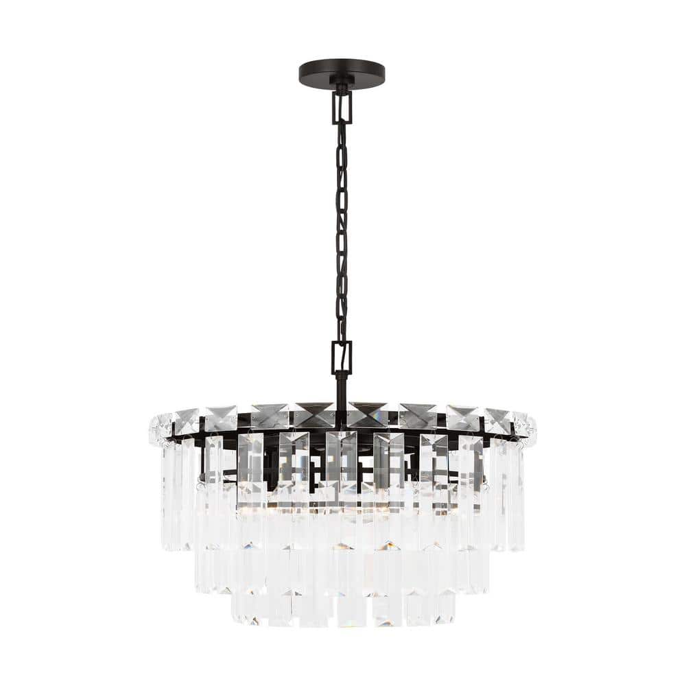 Aged Iron Crystal 10-Light Tiered Chandelier