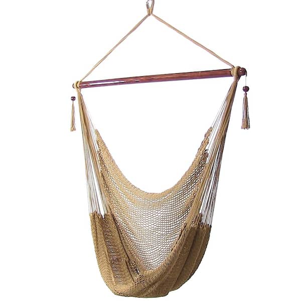 Outdoor Hammock Chair Swing for Reading, Hanging Swing for Indoor or Patio, 300 lb Capacity, Caribbean XL, Tan
