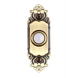 Wired LED Lighted Door Bell Push Button in Antique Brass