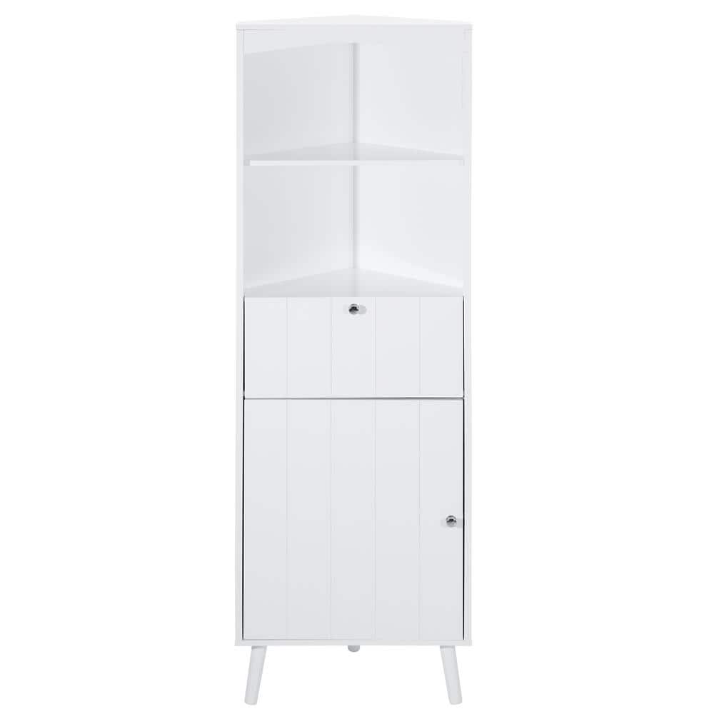 20.10 in. W x 14.20 in. D x 63.00 in. H MDF Board Linen Cabinet with Adjust