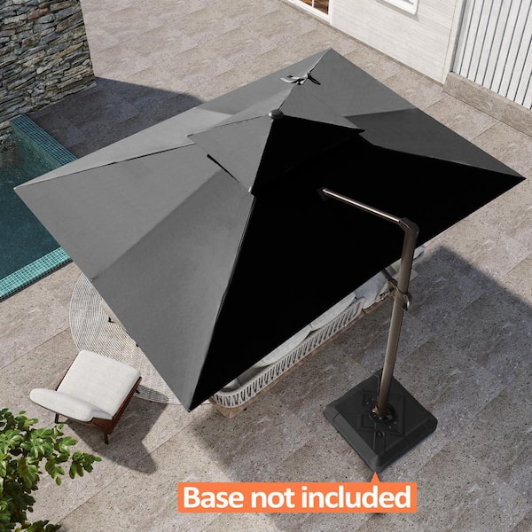 Pellebant Double Top 13 ft. x 10 ft. Rectangular Aluminum Heavy-Duty 360° Rotation Cantilever Patio Umbrella in Black
