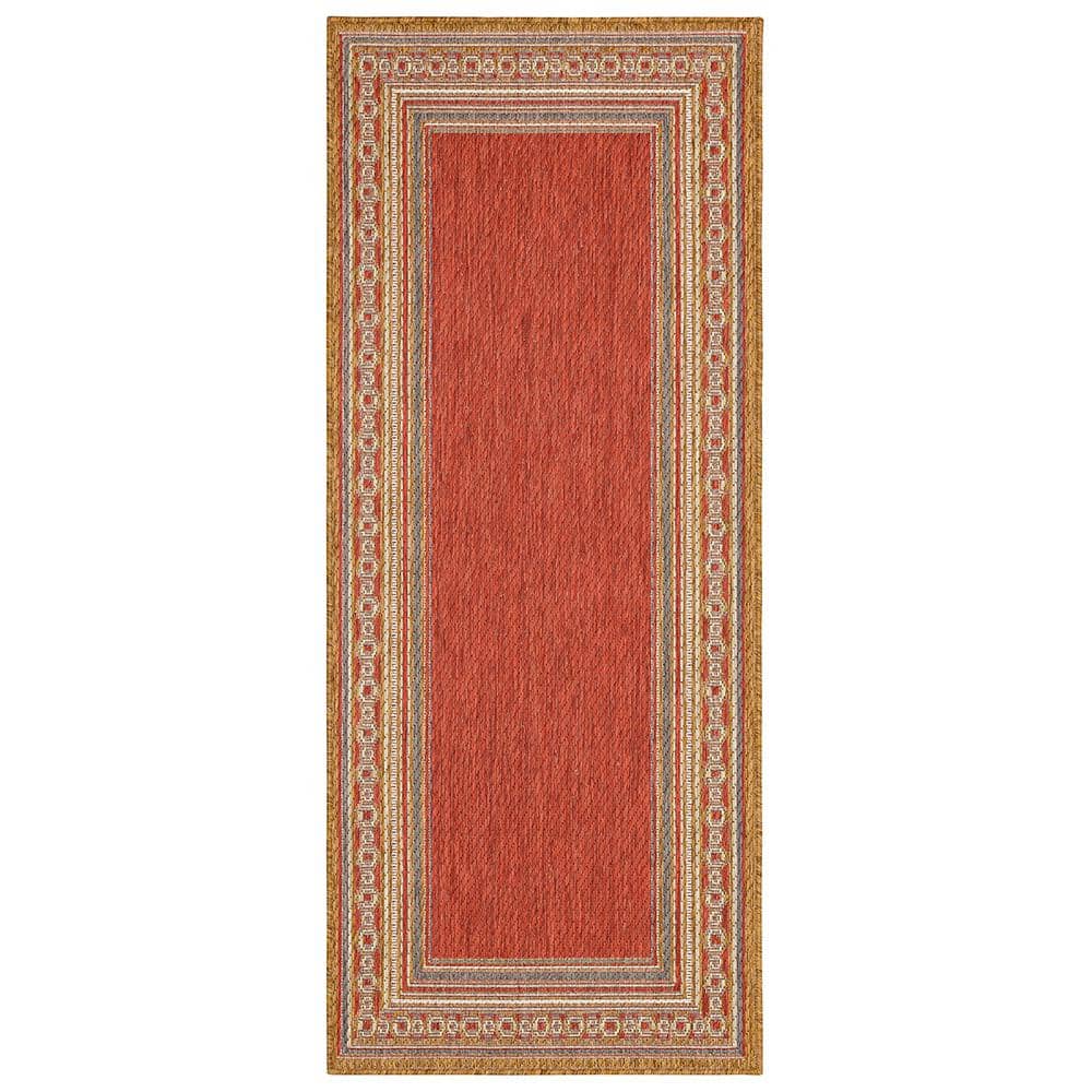 Mohawk Home Seaside Border Rust 2 ft. 6 in.x 6 ft. Geometric Indoor ...