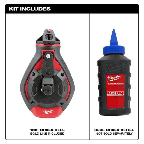 Bold Line Kit with Blue Chalk for sale online Milwaukee 48-22-3982 100 Ft 