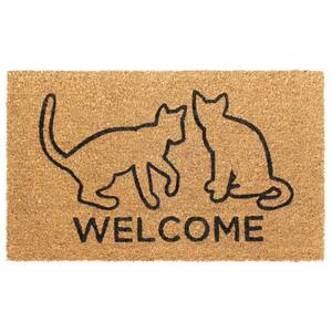 Black Welcome Cats 18 in. x 30 in. Doormat