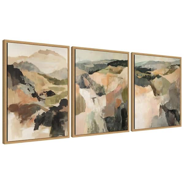 3-Piece Sylvie "Tonal Mountains" by Amy Lighthall Abstract Framed Art Print Set 24 in. x 18 in.