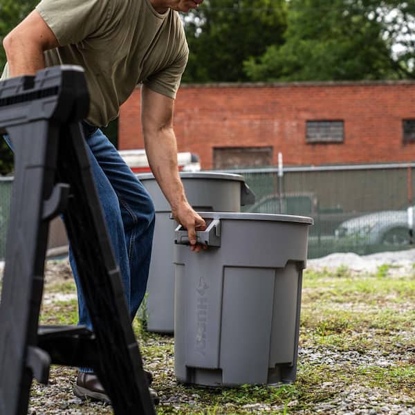 Husky 20 gal. Grey Heavy Duty Commercial Outdoor Trash Can with