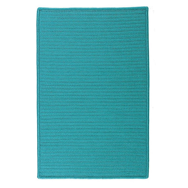 Solid Turquoise 2 ft. x 10 ft. Braided Indoor/Outdoor Patio Runner Rug