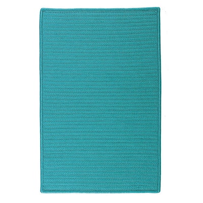 Solid Turquoise 2 ft. x 12 ft. Braided Indoor/Outdoor Runner Rug