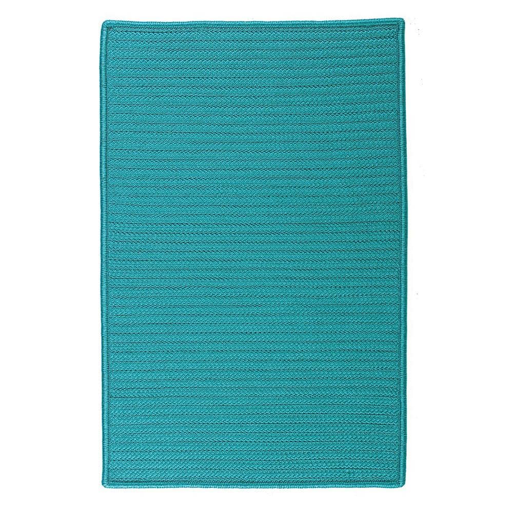 Turquoise Braided Square Outdoor Rug, 4' x 4', Synthetic