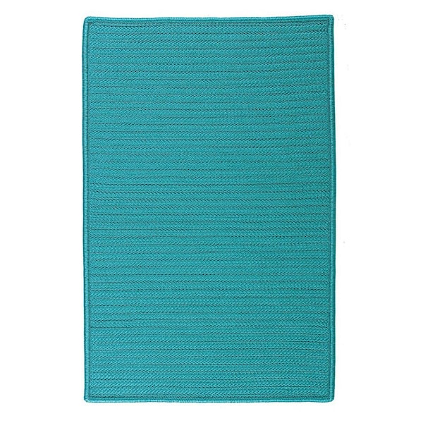 Home Decorators Collection Solid Turquoise 5 ft. x 8 ft. Braided Indoor/Outdoor Patio Area Rug