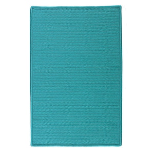Solid Turquoise 10 ft. x 10 ft. Braided Indoor/Outdoor Patio Area Rug