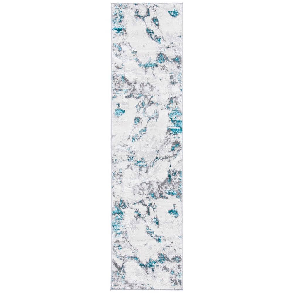 Amelia Gray/Turquoise 2 ft. x 8 ft. Abstract Distressed Runner Rug price history on PriceWatchPro