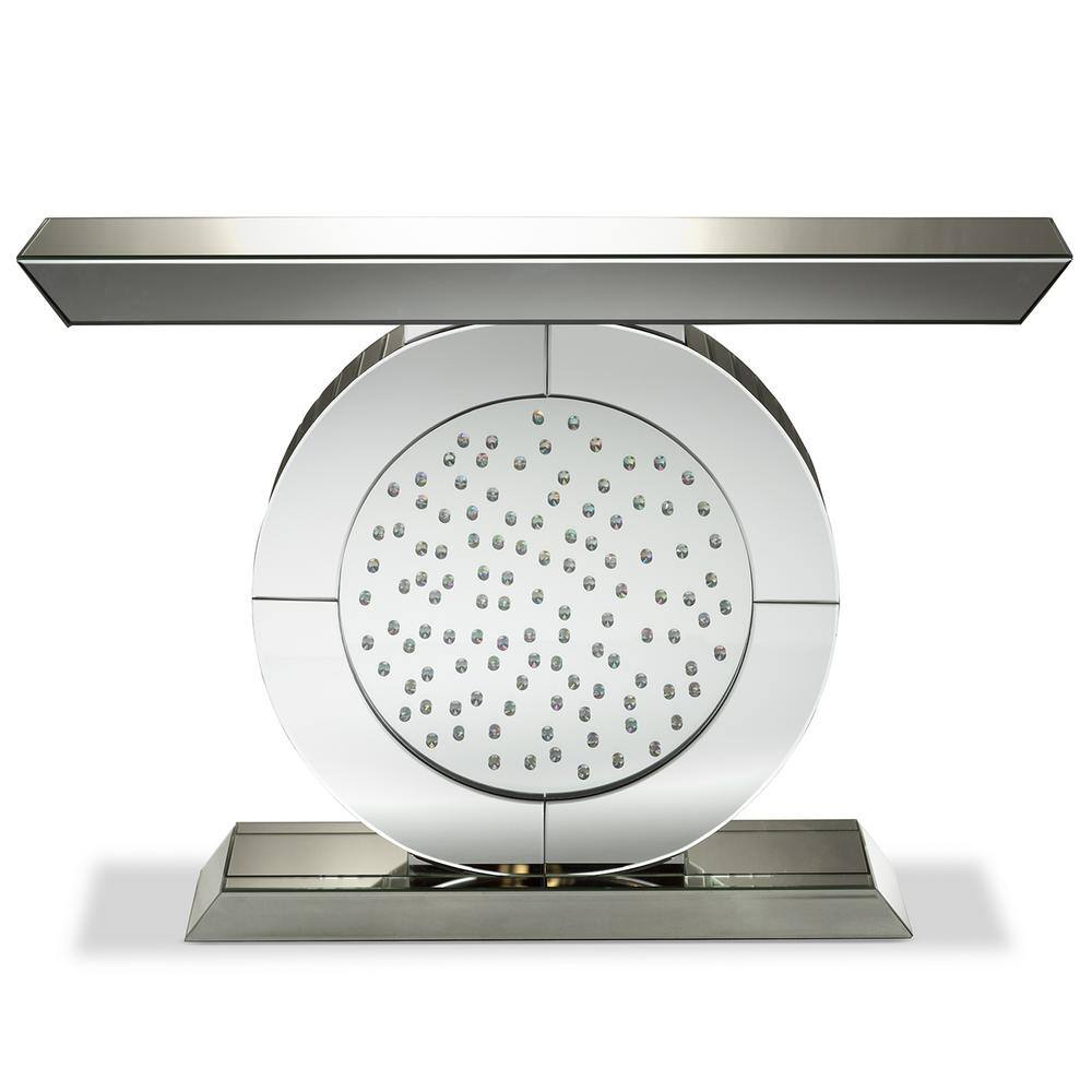 Elegant Cagney 46'' Silver Mirrored Glam Console Table