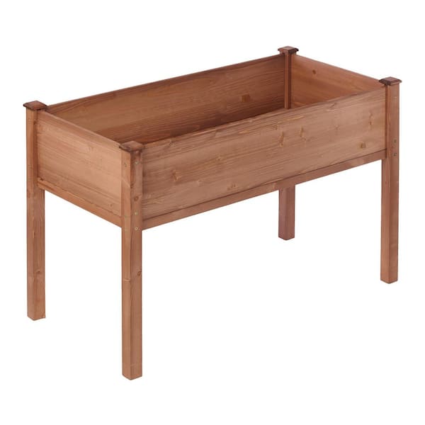 Brown Wood Raised Garden Bed with Legs, Elevated Planter Box (43.5 in. L x 21.5 in. W x 30 in. H)
