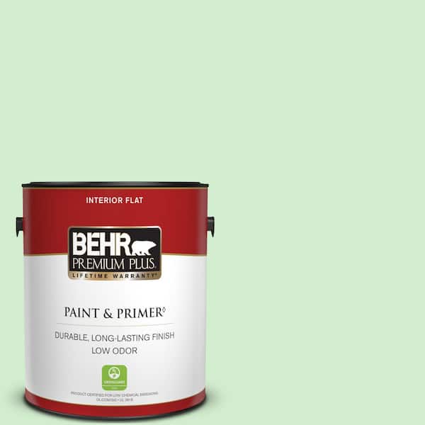 BEHR PREMIUM PLUS 1 gal. #450A-2 Kiwi Squeeze Flat Low Odor Interior Paint & Primer