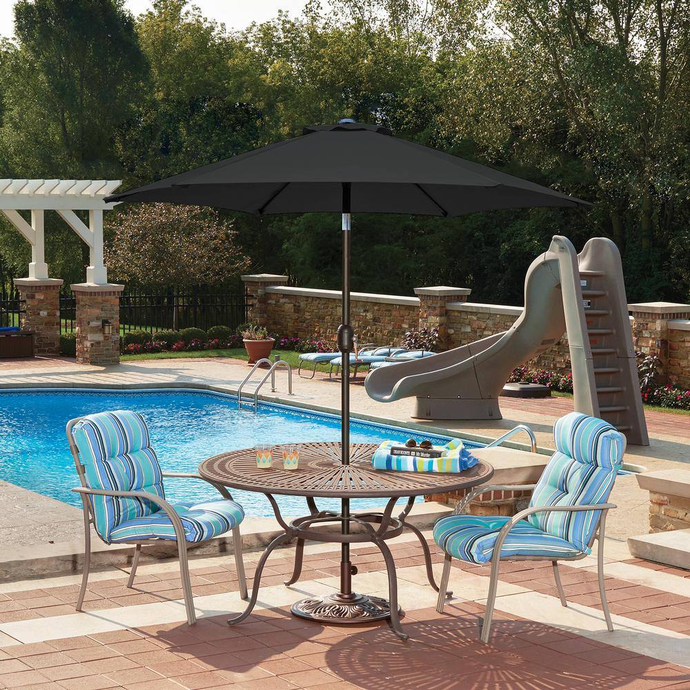 Slate Gray 7.5-ft Hexagon Steel Market Patio Umbrella