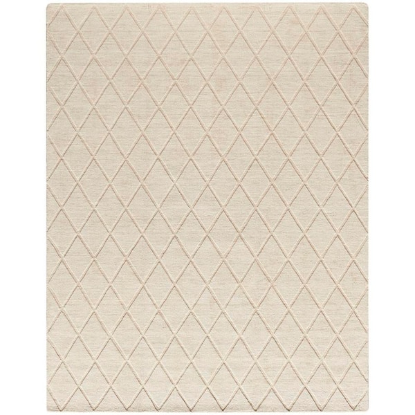 Wool Haven Ivory 8 ft. x 10 ft. Diamond Contemporary Area Rug