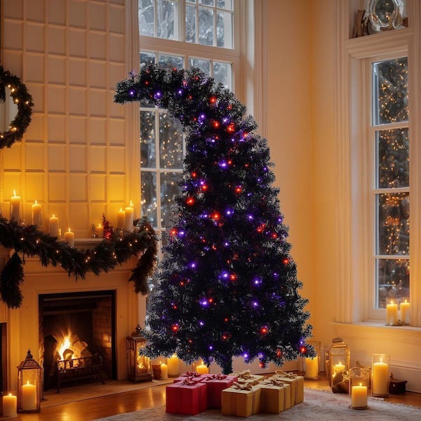Black 6 ft. Artificial Christmas Tree with LED Light, Pre-Lit