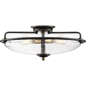Griffin 21 in. 4-Light Palladian Bronze with Clear Glass Flush Mount