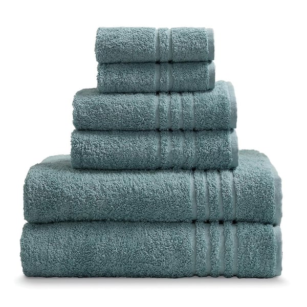Combed Cotton Towel Sets 6 Pieces Pure Color 2 Large Bath Towels
