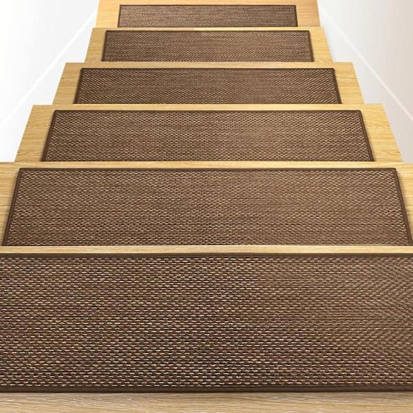 15Pack 8"X30" Indoor Non-Slip Stair Treads - For Wood Steps, Pets/Kids/Elders, Brown
