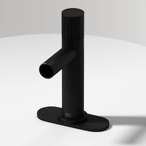 Ashford Single Handle Single-Hole Bathroom Faucet Set with Deck Plate in Matte Black