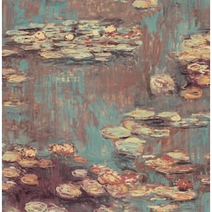 Rust and Deep Sea Lily Pond Vinyl Peel and Stick Wallpaper Roll 30.75 sq. ft.