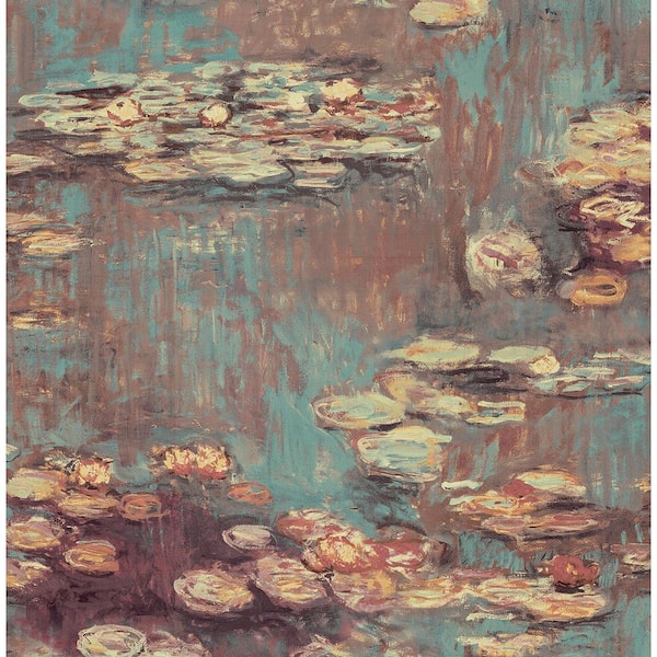 NextWall Rust and Deep Sea Lily Pond Vinyl Peel and Stick Wallpaper Roll 30.75 sq. ft.