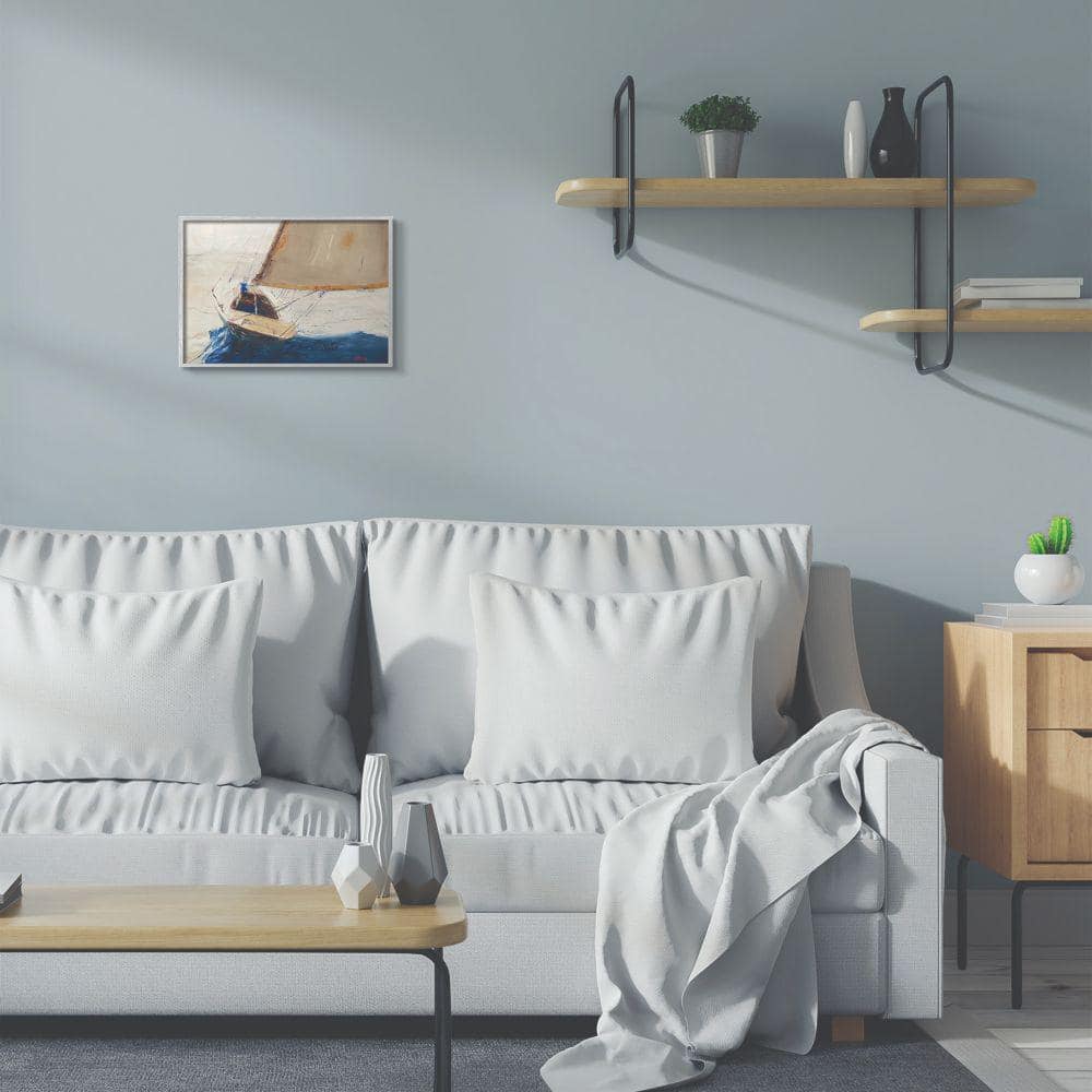 Abstract Sailboat Canvas Print with Gray Frame, 11 x 14