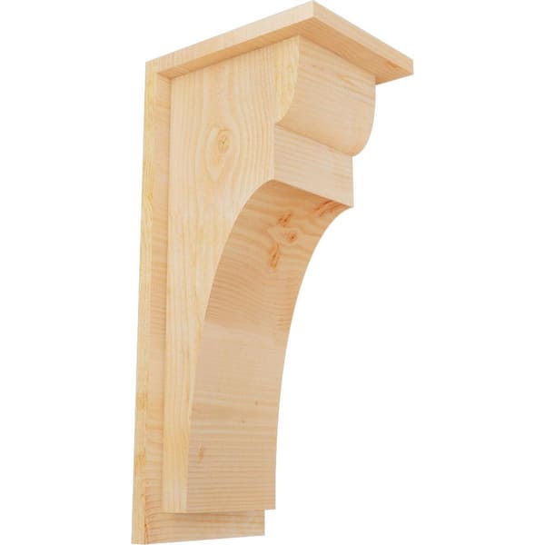 Ekena Millwork 8 in. x 10 in. x 22 in. Douglas Fir Yorktown Rough Sawn Corbel with Backplate