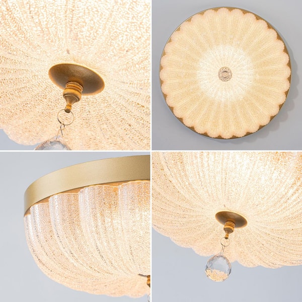 TinHon 12 in. 18W LED Gold Flush Mount Ceiling Light, Dimmable