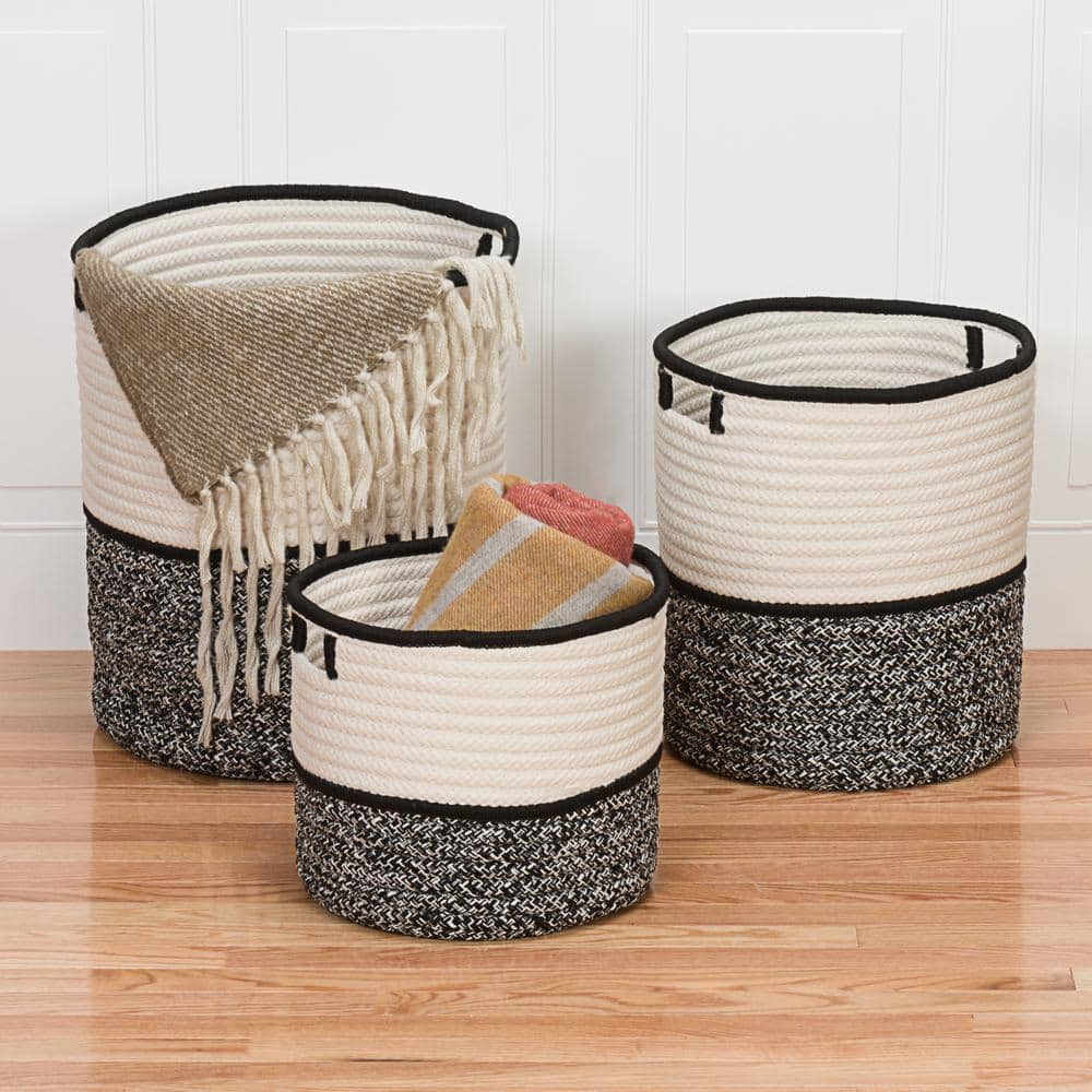 Jaydon 10 in. x 10 in. x 12 in. Black Round Polypropylene Braided Basket