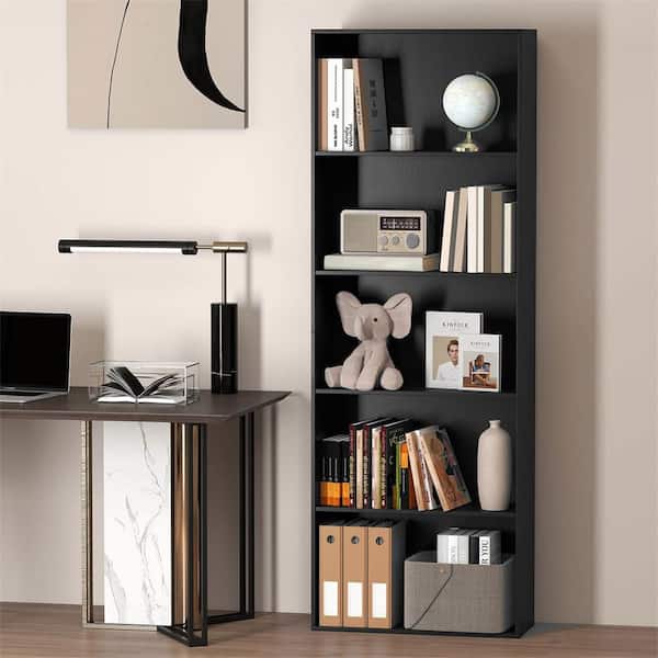 NERD UNIT ブラックカモ Sサイズ Costway 67 in. Black MDF 5-Shelfves Standard Bookcase with Storage
