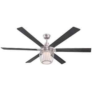 Willa 60 in. LED Brushed Nickel Ceiling Fan with Light Fixture and Remote Control