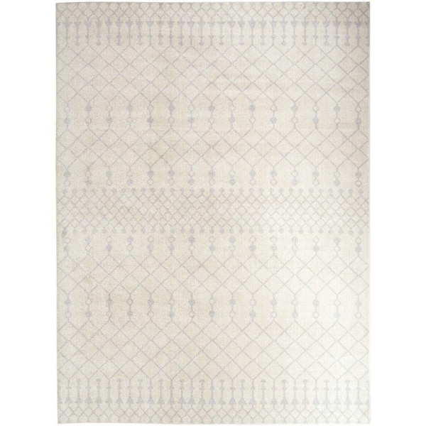 Nourison Astra Machine Washable Ivory 8 ft. x 10 ft. Moroccan Transitional Area Rug