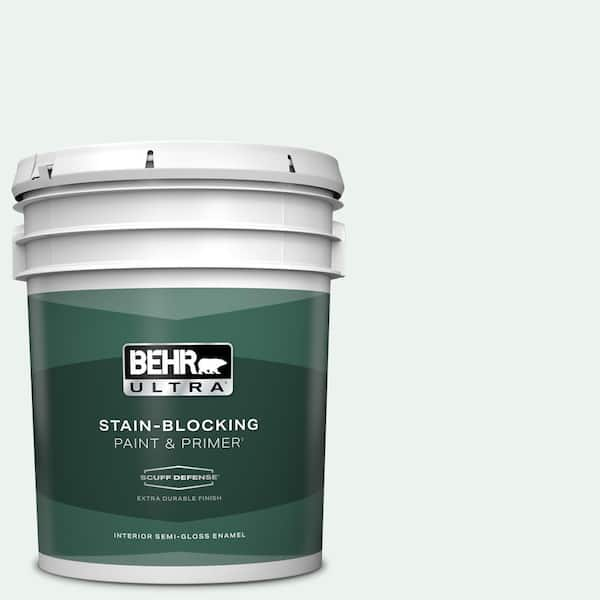 BEHR ULTRA 5 gal. #W-D-500 Cascade White Extra Durable Semi-Gloss Enamel Interior Paint & Primer