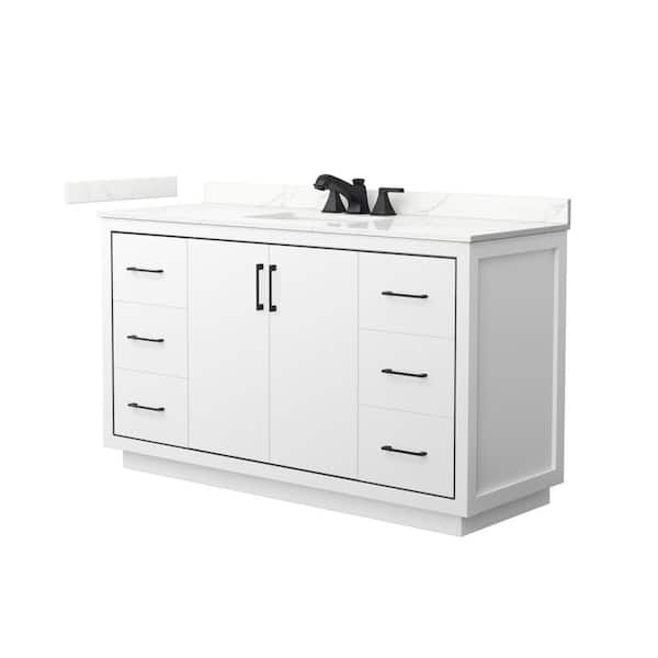 Wyndham Collection Icon 60 in. W x 22 in. D x 35 in. H Single Bath Vanity in White with Giotto qt Top