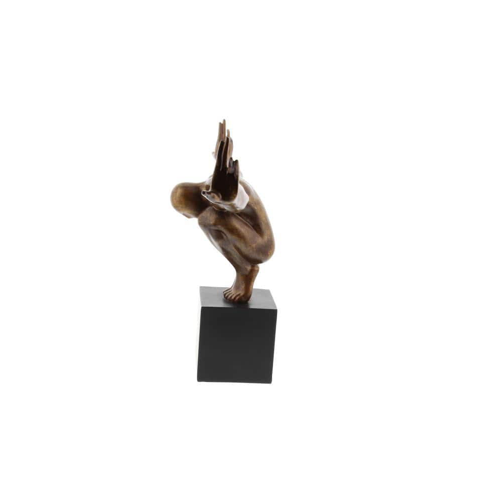 Elegant Bronze Polystone Diver Statue with Black Base - 4" x 20" x 11"