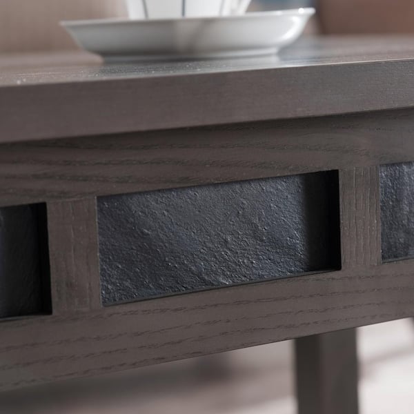 Favorite Finds 24 in. Smoke Grey Oak and Black Slate Recliner Wedge Table
